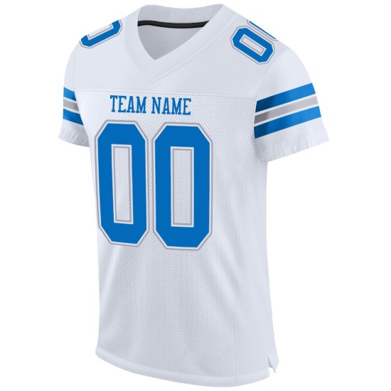 Custom White Panther Blue-Light Gray Mesh Authentic Football Jersey Custom White Panther Blue-Light Gray Mesh Authentic Football Jersey