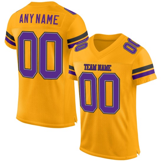Custom Gold Purple-Black Mesh Authentic Football Jersey Custom Gold Purple-Black Mesh Authentic Football Jersey